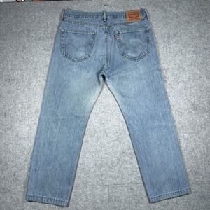 Levis 505 Denim Jeans Men's Size 36x32 (34x28) Blue‎ Faded Straight Leg Zip Fly